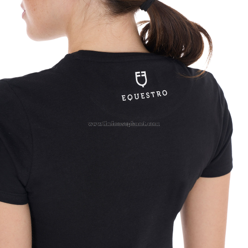 T-SHIRT DONNA EQUESTRO MOD. READY TO THE PARTY IN COTONE CON STRASS
