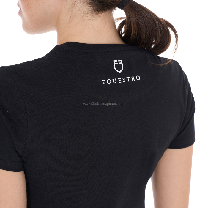 T-SHIRT DONNA EQUESTRO MOD. READY TO THE PARTY IN COTONE CON STRASS