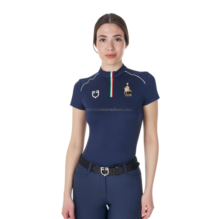 POLO DONNA ALLENAMENTO ZIP TRICOLORE EQUESTRO X FISE