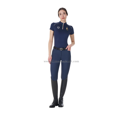 POLO DONNA ALLENAMENTO ZIP TRICOLORE EQUESTRO X FISE