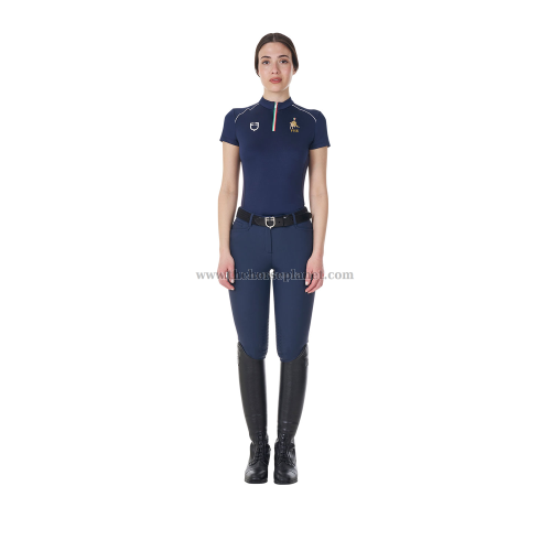 POLO DONNA ALLENAMENTO ZIP TRICOLORE EQUESTRO X FISE
