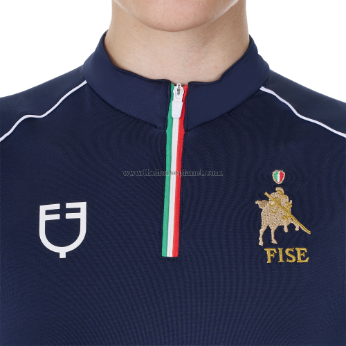 POLO DONNA ALLENAMENTO ZIP TRICOLORE EQUESTRO X FISE