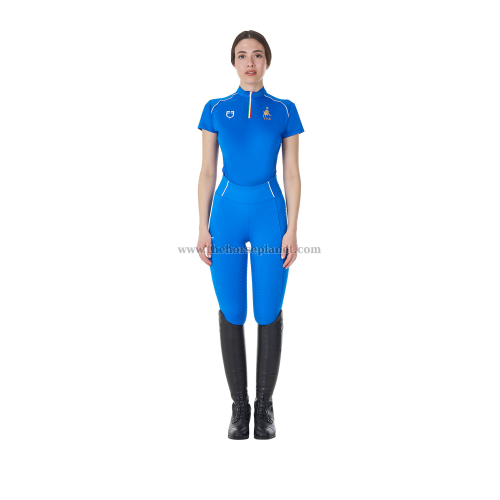 POLO DONNA ALLENAMENTO ZIP TRICOLORE EQUESTRO X FISE