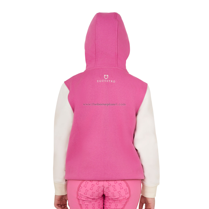 FELPA BAMBINA EQUESTRO BICOLORE CON CAPPUCCIO E ZIP INT. FELPATO