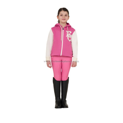 FELPA BAMBINA EQUESTRO BICOLORE CON CAPPUCCIO E ZIP INT. FELPATO