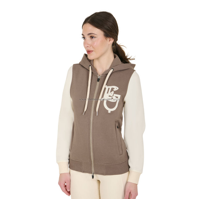 FELPA DONNA EQUESTRO BICOLORE CON ZIP 
