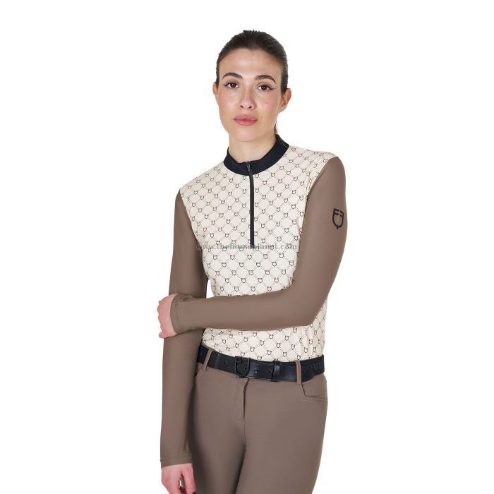 POLO DONNA DA ALLENAMENTO EQUESTRO A MANICA LUNGA MONOGRAM 