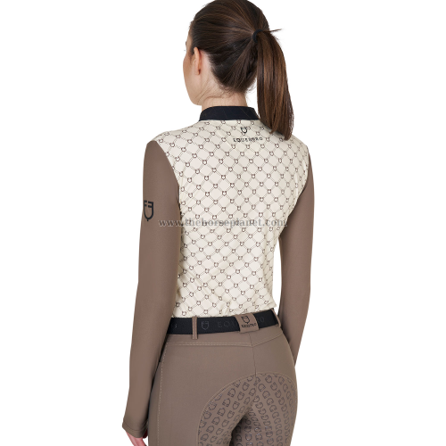 POLO DONNA DA ALLENAMENTO EQUESTRO A MANICA LUNGA MONOGRAM 