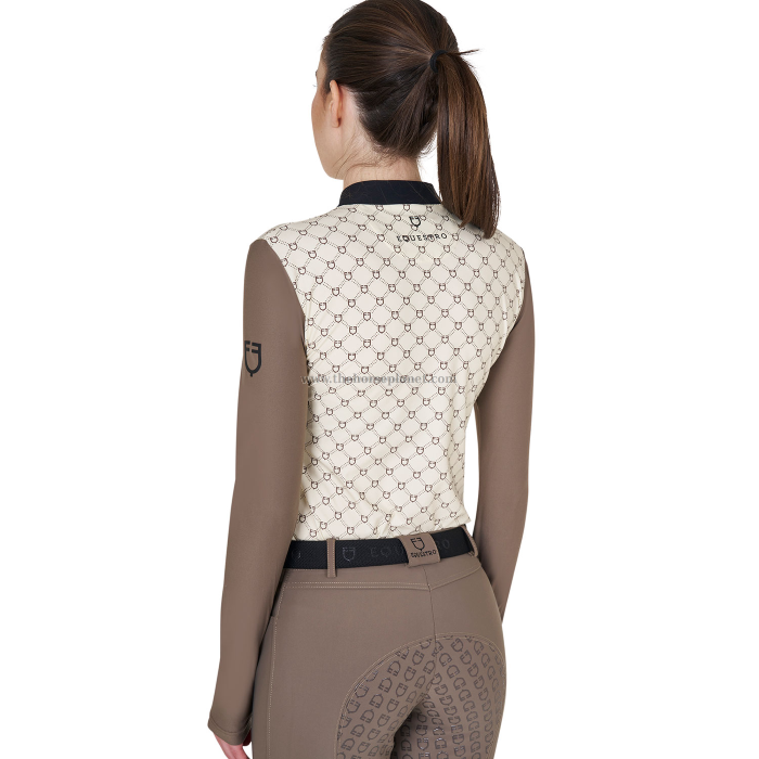 POLO DONNA DA ALLENAMENTO EQUESTRO A MANICA LUNGA MONOGRAM 