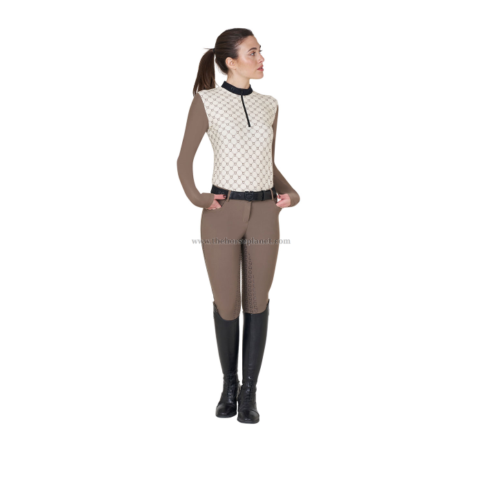 POLO DONNA DA ALLENAMENTO EQUESTRO A MANICA LUNGA MONOGRAM 