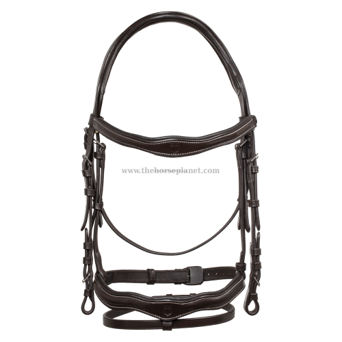 TESTIERA INGLESE EQUESTRO IN CUOIO ANATOMICA + REDINI