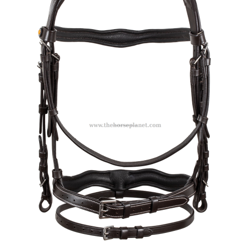 TESTIERA INGLESE EQUESTRO IN CUOIO ANATOMICA + REDINI