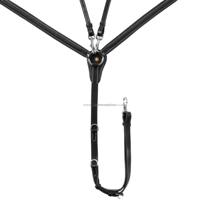 PETTORALE CUOIO EQUESTRO CON MARTINGALA REMOVIBILE E INSERTI ELASTICIZZATI 