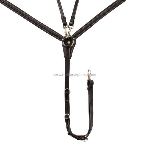 PETTORALE CUOIO EQUESTRO CON MARTINGALA REMOVIBILE E INSERTI ELASTICIZZATI 