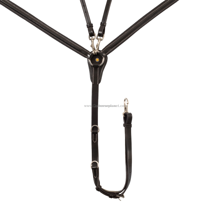 PETTORALE CUOIO EQUESTRO CON MARTINGALA REMOVIBILE E INSERTI ELASTICIZZATI 