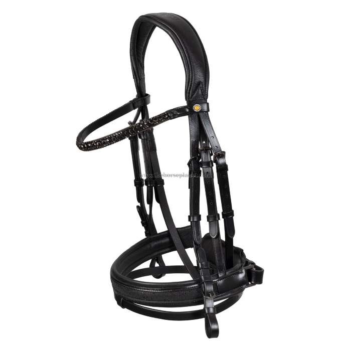 BRIGLIA EQUESTRO IN CUOIO MOD. ELEGANT CON NASALINA BRILLANTINATA