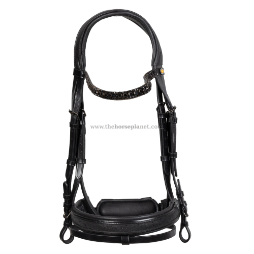BRIGLIA EQUESTRO IN CUOIO MOD. ELEGANT CON NASALINA BRILLANTINATA