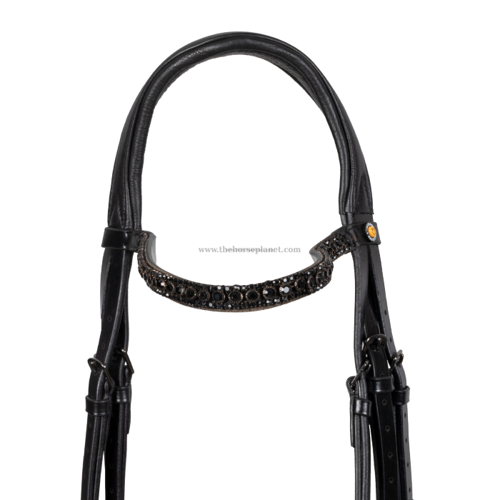 BRIGLIA EQUESTRO IN CUOIO MOD. ELEGANT CON NASALINA BRILLANTINATA