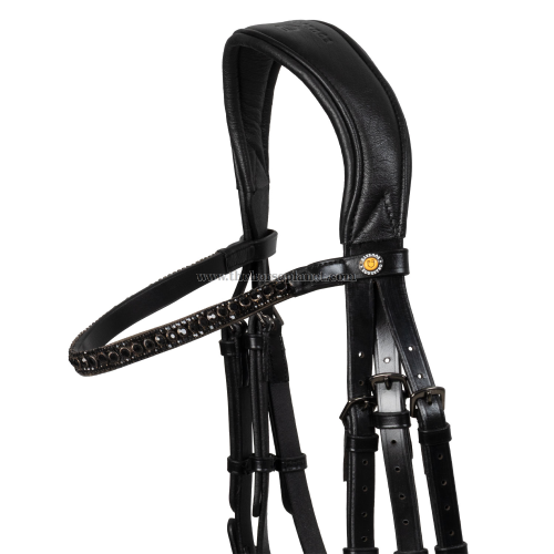 BRIGLIA EQUESTRO IN CUOIO MOD. ELEGANT CON NASALINA BRILLANTINATA