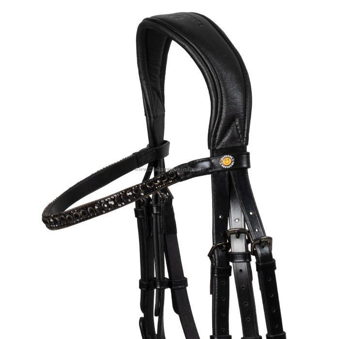 BRIGLIA EQUESTRO IN CUOIO MOD. ELEGANT CON NASALINA BRILLANTINATA