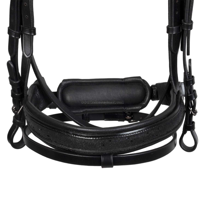 BRIGLIA EQUESTRO IN CUOIO MOD. ELEGANT CON NASALINA BRILLANTINATA