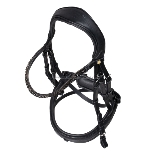 BRIGLIA EQUESTRO IN CUOIO MOD. ELEGANT CON NASALINA BRILLANTINATA