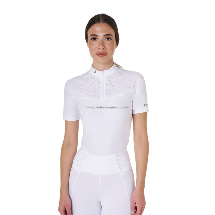 POLO DONNA DA CONCORSO EQUESTRO MANICA CORTA STRASS 