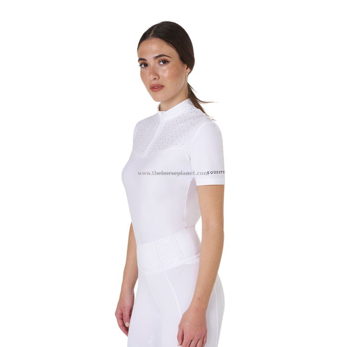 POLO DONNA DA CONCORSO EQUESTRO MANICA CORTA STRASS 