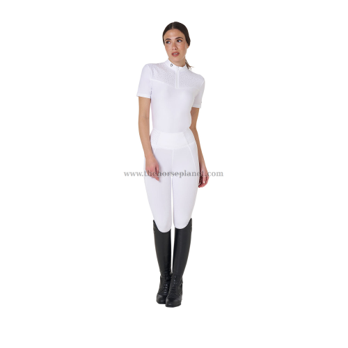 POLO DONNA DA CONCORSO EQUESTRO MANICA CORTA STRASS 