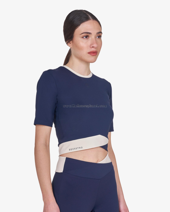 T-SHIRT DONNA EQUESTRO MOD. CROP TESSUTO TECNICO SS26 