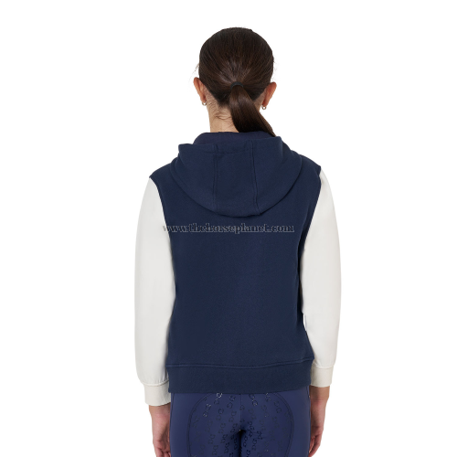 FELPA BAMBINA EQUESTRO BICOLORE CON CAPPUCCIO E ZIP INT. FELPATO