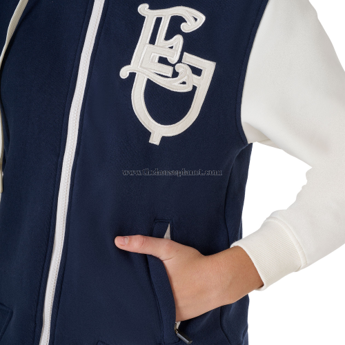 FELPA BAMBINA EQUESTRO BICOLORE CON CAPPUCCIO E ZIP INT. FELPATO