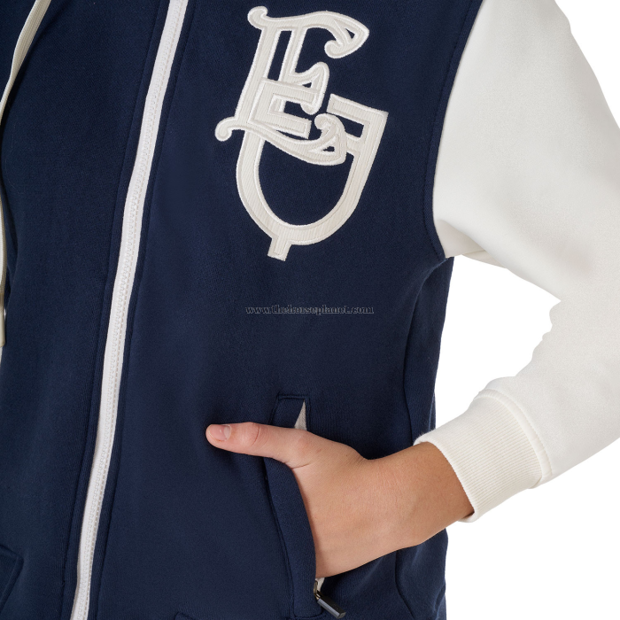 FELPA BAMBINA EQUESTRO BICOLORE CON CAPPUCCIO E ZIP INT. FELPATO