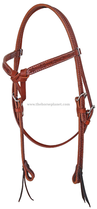 TESTIERA WESTERN IN CUOIO POOL'S CON FRONTALINO A FIOCCO
