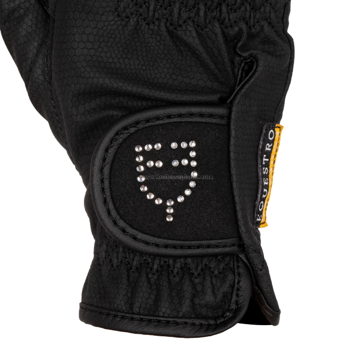 GUANTI DONNA EQUESTRO IN MORBIDO TESSUTO TECNICO LOGO GLITTER